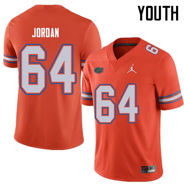 Youth NCAA Florida Gators Tyler Jordan #64 Stitched Authentic Jordan Brand Orange College Football Jersey ICI3365SB